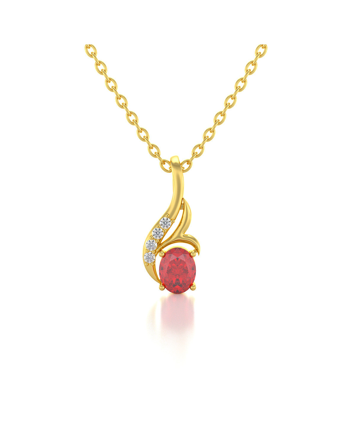 14K Gold Rubin Diamanten Halsketten Anhanger Goldkette enthalten