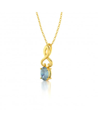 Collier Pendentif Or Jaune Aigue-Marine Chaine Or incluse 0.85grs ADEN - 3