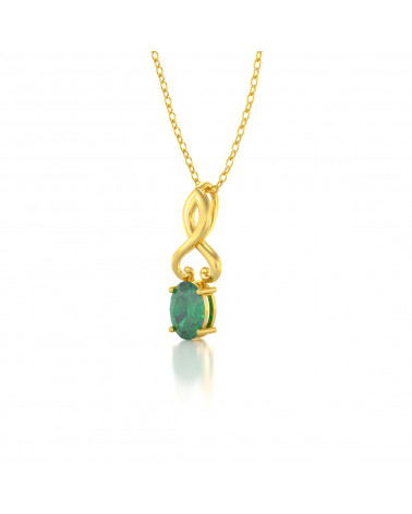 14K Gold Emerald Necklace Pendant Gold Chain included ADEN - 3