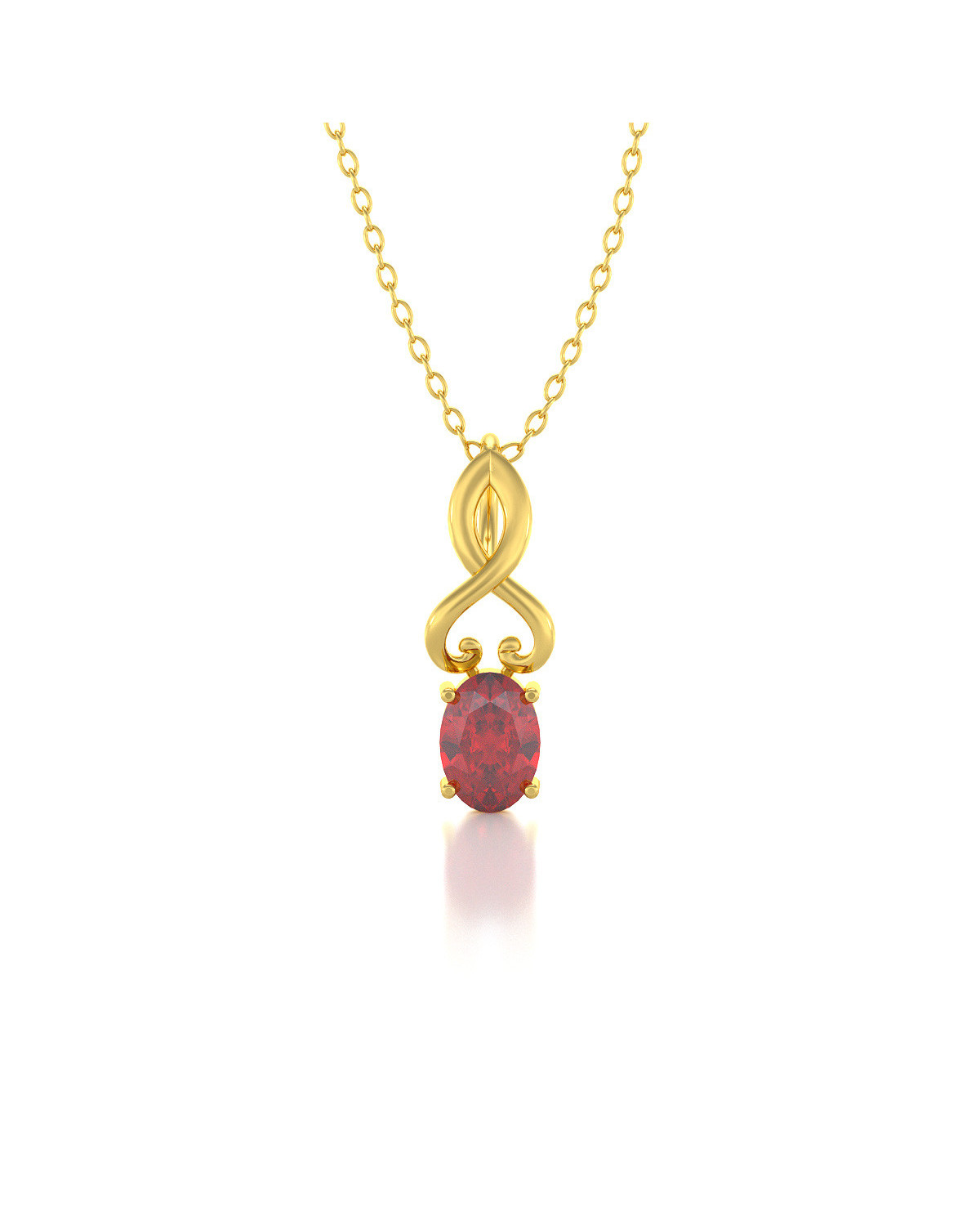 Collier Pendentif Or Jaune Rubis Chaine Or incluse 0.85grs