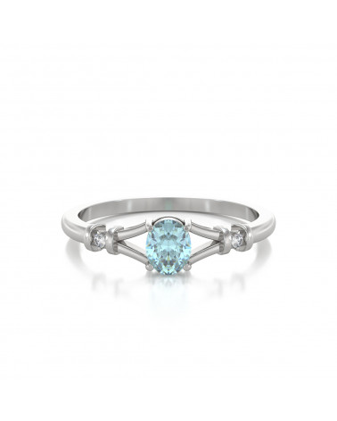 Gold Aquamarine Diamonds Ring ADEN - 2