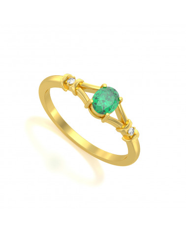 Anelli Oro Smeraldo diamanti ADEN - 1