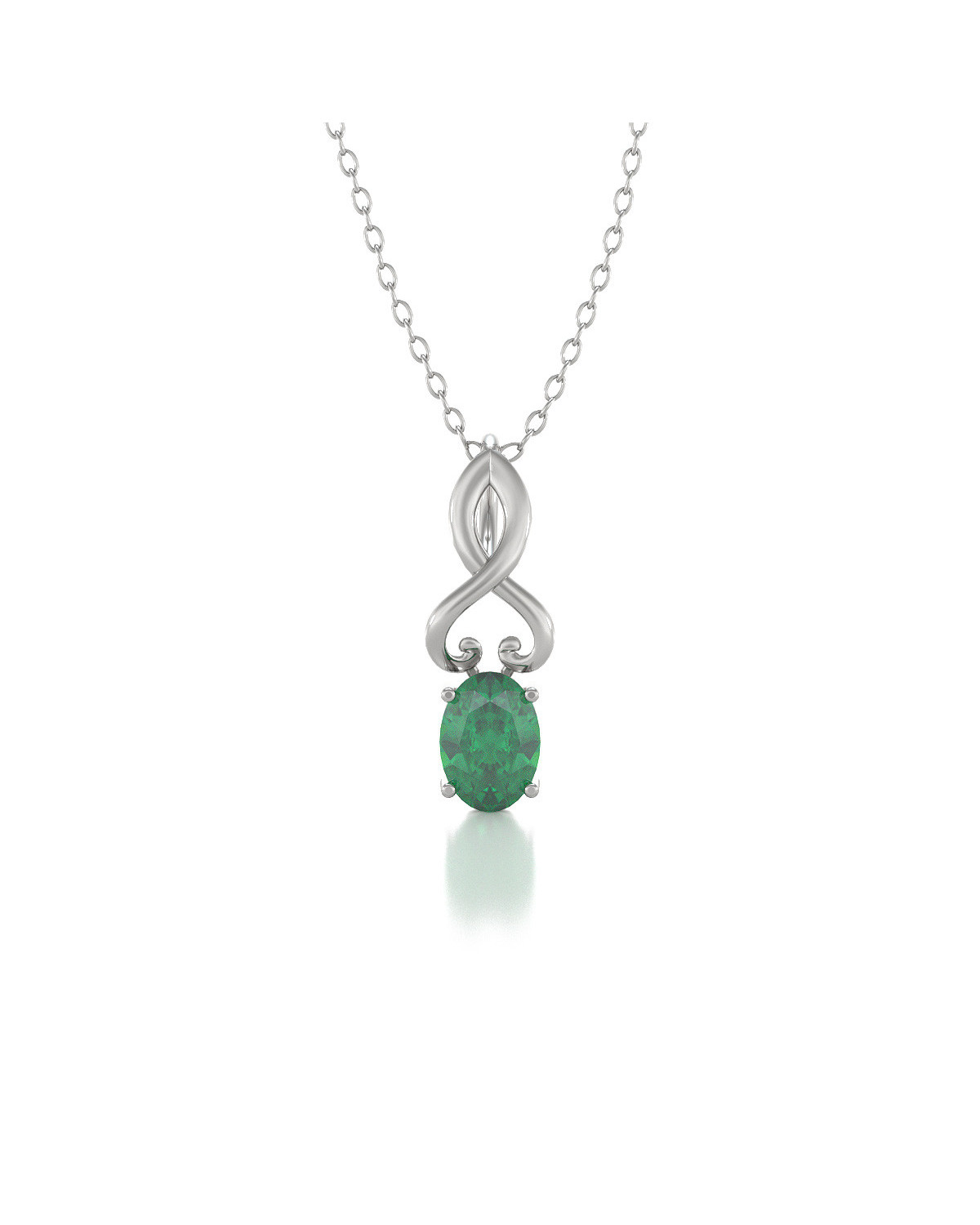 1 2/4 925 Sterling Silver Created EMERALD Pendant