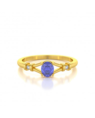 Gold Tanzanite Diamonds Ring ADEN - 3