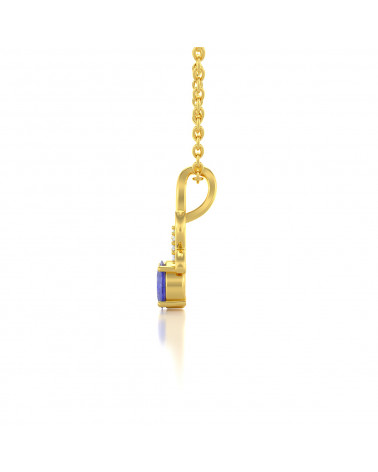 Collar Colgante de Oro Tanzanita y Diamantes Cadena Oro incluida ADEN - 4