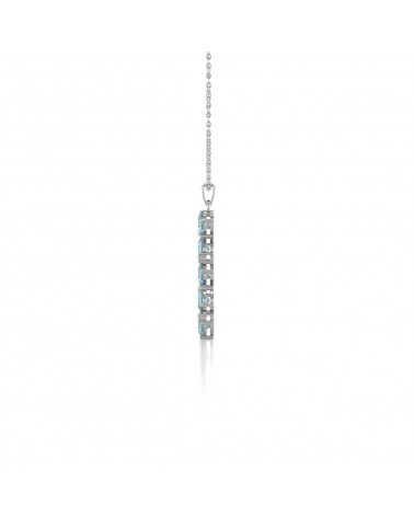 925 Silver Aquamarine Diamonds Necklace Pendant Chain included ADEN - 4