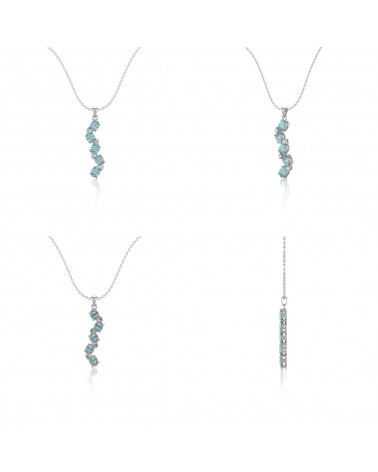 925 Silber Aquamarin Diamanten Halsketten Anhanger Silberkette enthalten ADEN - 2