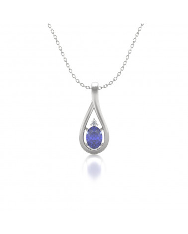 925 Silber Tanzanit Diamanten Halsketten Anhanger Silberkette enthalten ADEN - 1