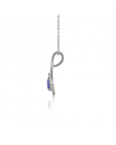 925 Silver Tanzanite Diamonds Necklace Pendant Chain included ADEN - 4