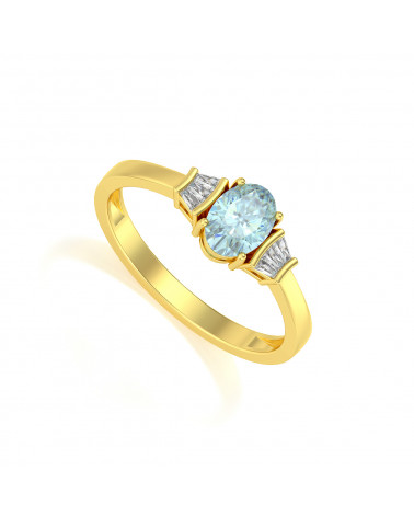 Gold Aquamarin Diamanten Ringe ADEN - 1