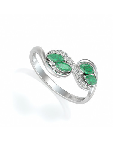 Anelli Smeraldo diamanti Argento 925 ADEN - 1
