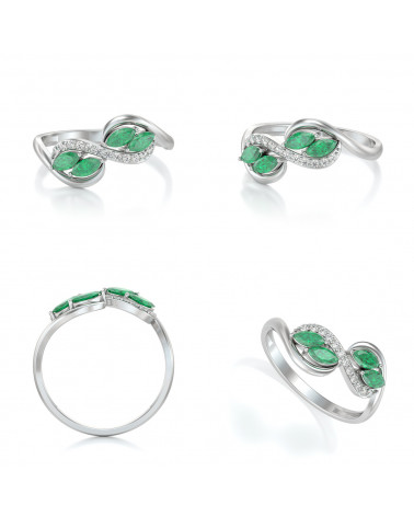 925 Silber Smaragd Diamanten Ringe ADEN - 2
