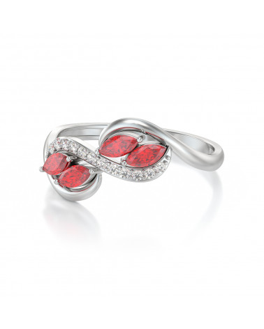 925 Silver Ruby Diamonds Ring ADEN - 4