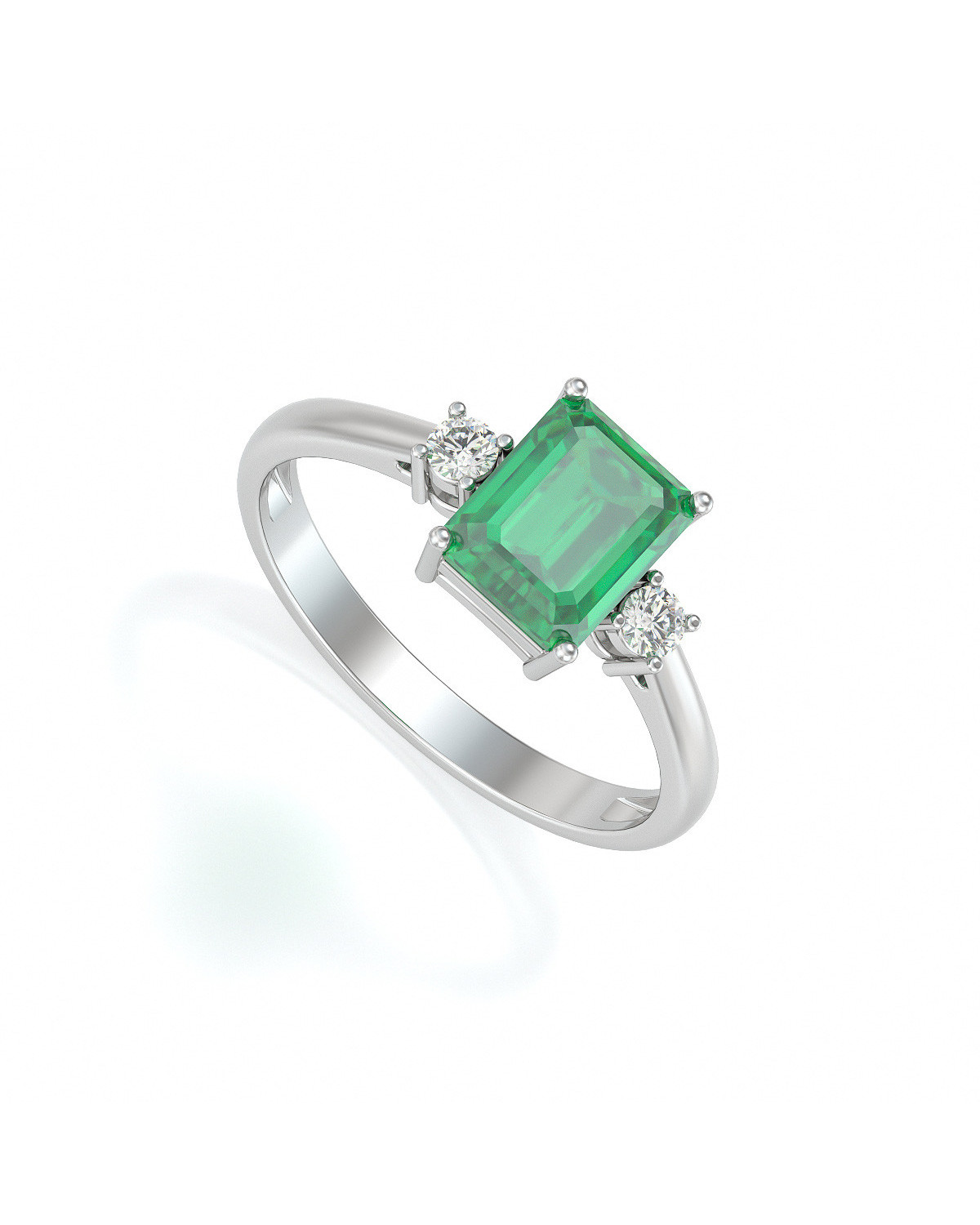 THÉA ARGENT Smaragd- und Diamantring - 925er Sterlingsilber
