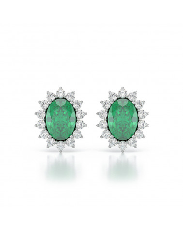 Orecchini in Smeraldo Diamanti Argento 925 ADEN - 1