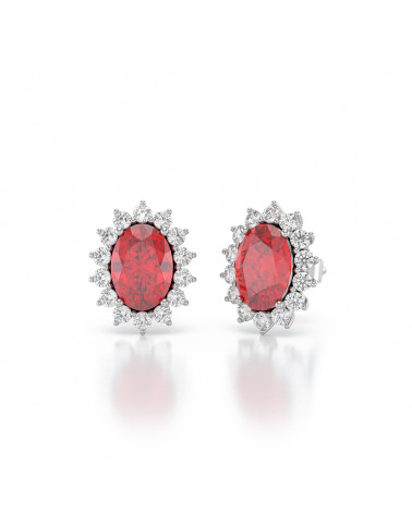 925 Silver Ruby Diamonds Earrings ADEN - 3