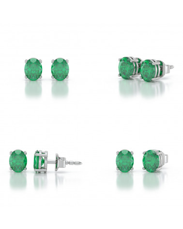 925 Silver Emerald Earrings ADEN - 2