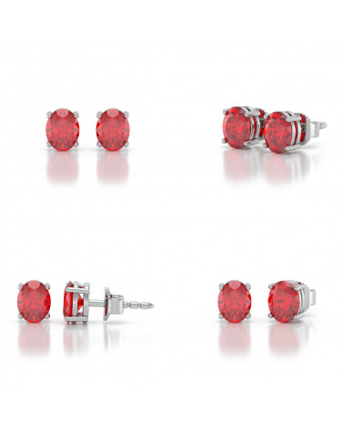 925 Silver Ruby Earrings ADEN - 2