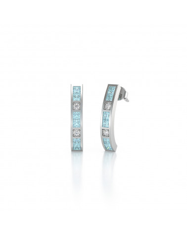 925 Silver Aquamarine Diamonds Earrings ADEN - 1