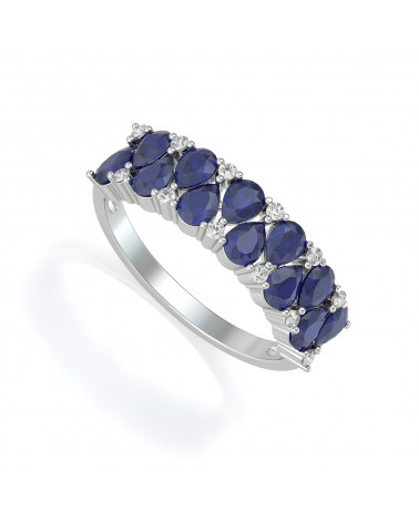 Bague Or Blanc Saphir et diamants 2.29grs ADEN - 1