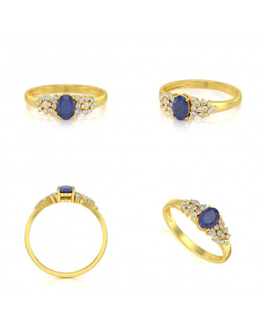 Gold Sapphire Diamonds Ring ADEN - 2