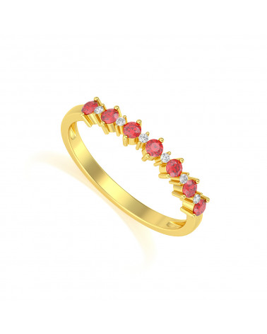 Gold Ruby Diamonds Ring ADEN - 1