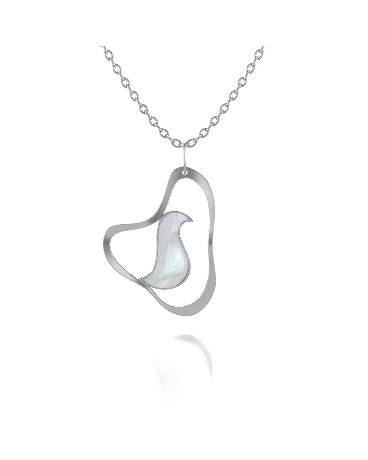 925 Sterling Silver White Mother-of-pearl Bird Pendant ADEN - 1