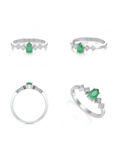 Gold Emerald Diamonds Ring 1.296grs ADEN - 2