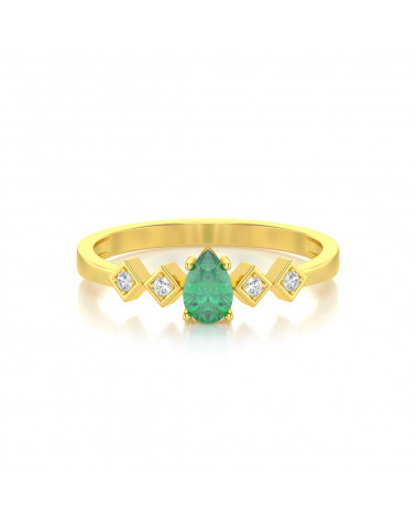 Gold Emerald Diamonds Ring 1.296grs ADEN - 3