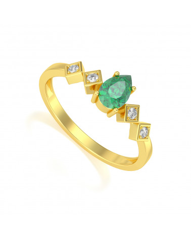 Anillo de Oro Esmeraldas y diamantes 1.296grs ADEN - 1