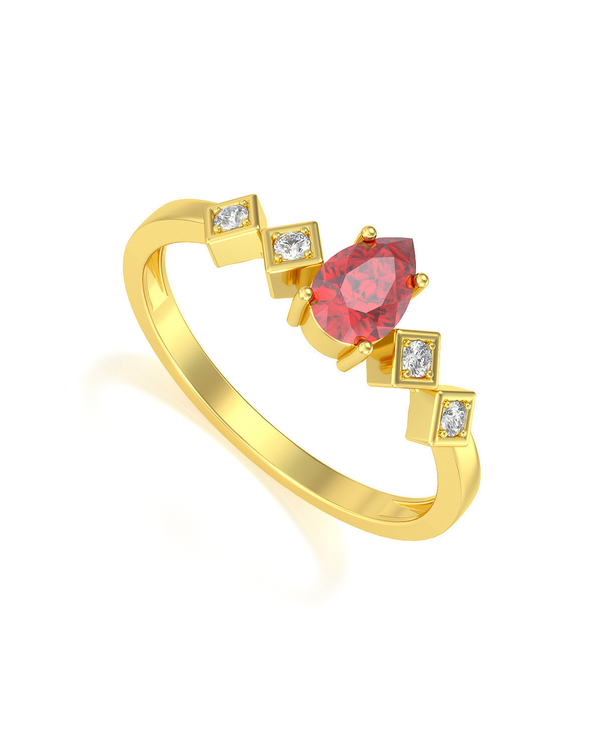 Gold Ruby Diamonds Ring 1.296grs