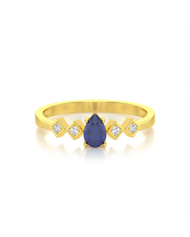 Gold Sapphire Diamonds Ring 1.296grs ADEN - 3