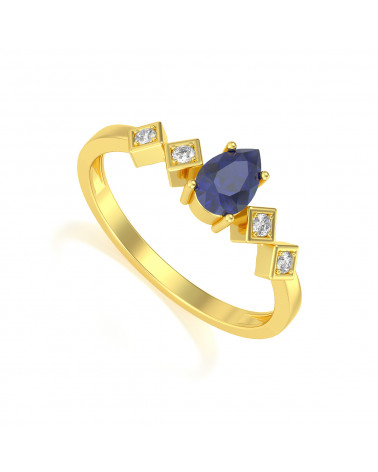 Gold Sapphire Diamonds Ring 1.296grs ADEN - 1