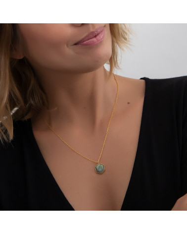 Collier Labradorite facettée sur Argent 925-000 doré à l'or fin ADEN - 2