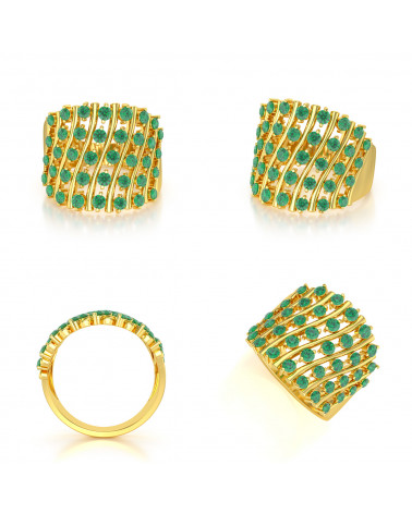 Gold Smaragd Diamanten Ringe 1.32grs ADEN - 2