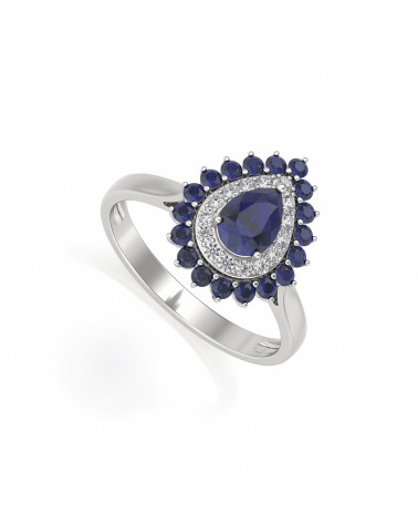925 Silber Saphir Diamanten Ringe ADEN - 1