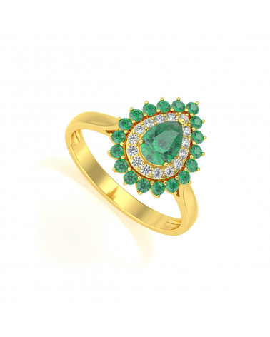 Gold Emerald Diamonds Ring ADEN - 1
