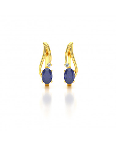 Gold Sapphire Diamonds Earrings ADEN - 1