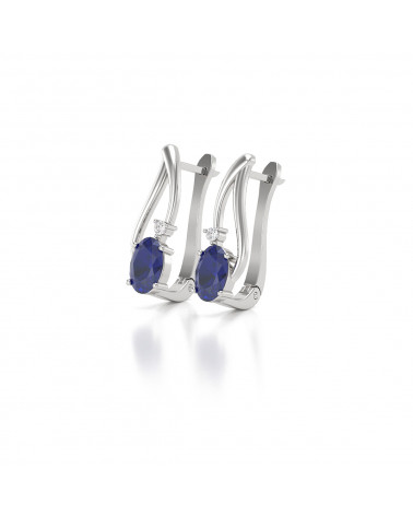 Gold Sapphire Diamonds Earrings ADEN - 3