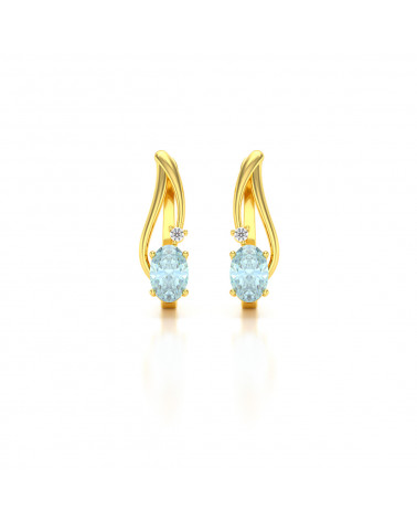 14K Gold Aquamarin Diamanten Ohrringe ADEN - 1