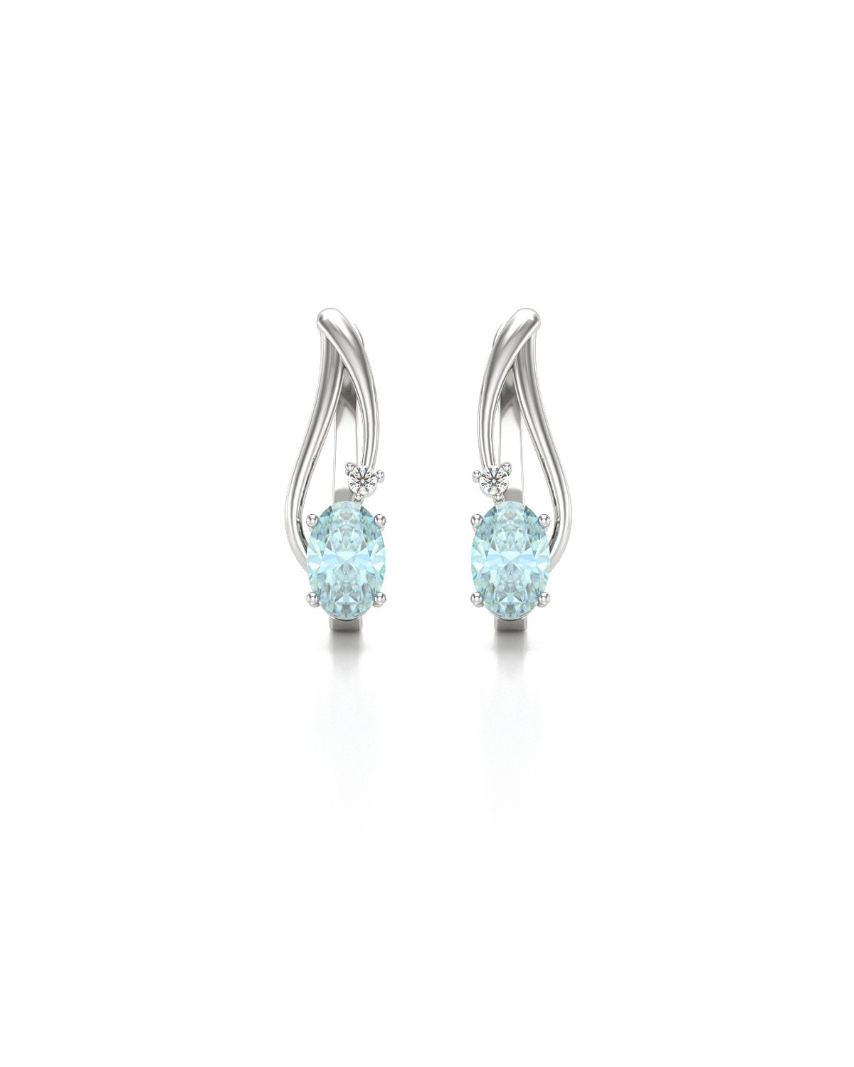 Boucles d'oreille Or Blanc Aigue-Marine et Diamant 1.914grs