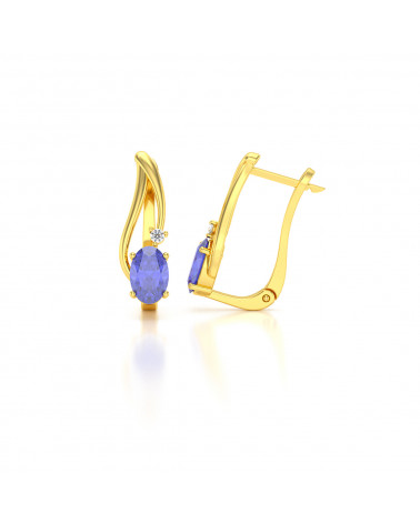 Gold Tanzanite Diamonds Earrings ADEN - 4