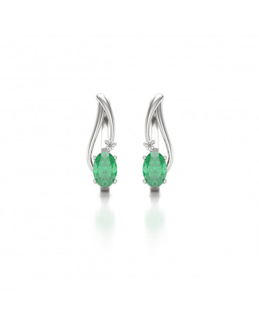 925 Silver Emerald Diamonds Earrings ADEN - 1