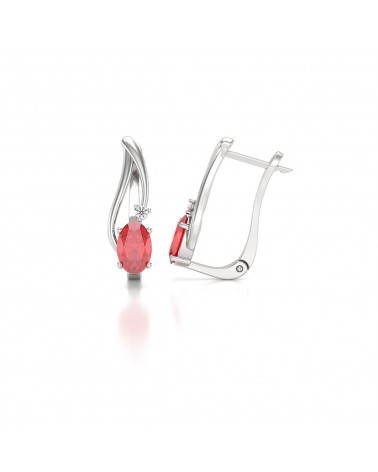 925 Silver Ruby Diamonds Earrings ADEN - 4