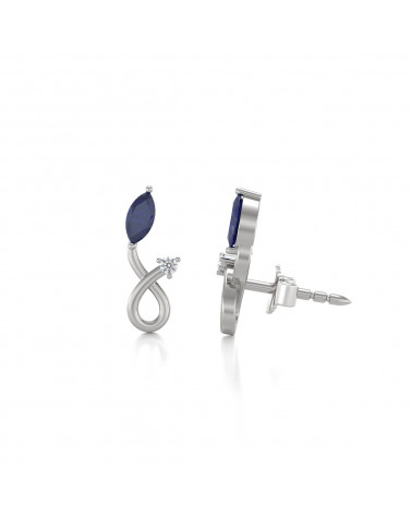 Gold Sapphire Diamonds Earrings ADEN - 4