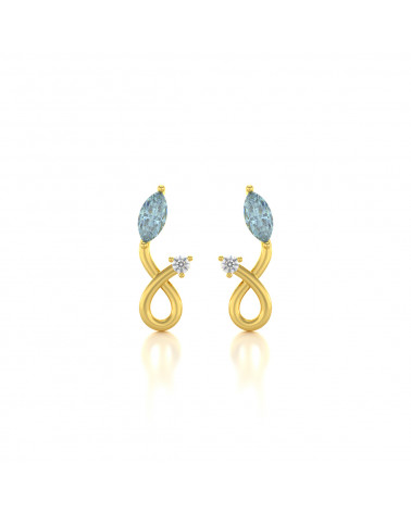 14K Gold Aquamarine Diamonds Earrings ADEN - 1