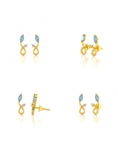 14K Gold Aquamarine Diamonds Earrings ADEN - 2