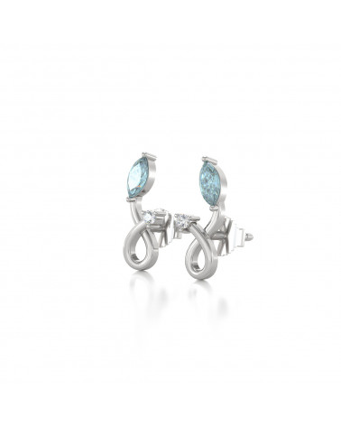 14K Gold Aquamarine Diamonds Earrings ADEN - 3