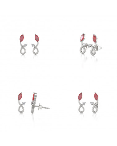 925 Silver Ruby Diamonds Earrings ADEN - 2