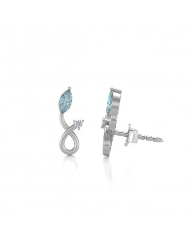 925 Silver Aquamarine Diamonds Earrings ADEN - 4